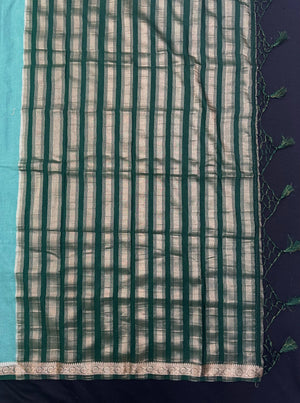 Woman draped in a Semi Crepe Silk Saree with soft texture and subtle shine, perfect for elegant office wear and festive occasions.