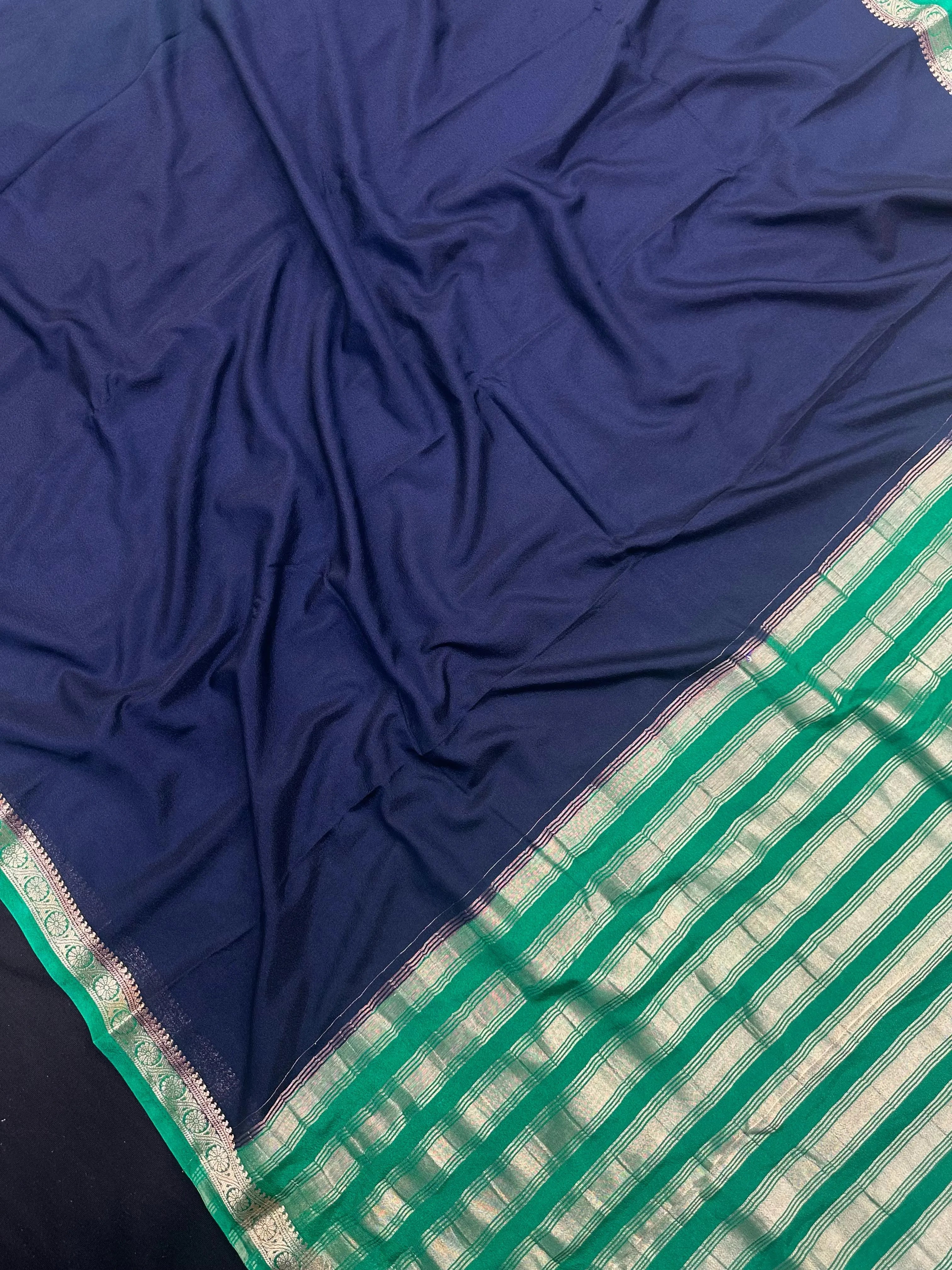 Woman draped in a Semi Crepe Silk Saree with soft texture and subtle shine, perfect for elegant office wear and festive occasions.