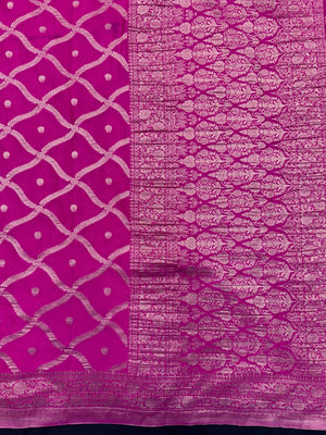 Semi Khaddi georgette saree with soft texture and light zari weaving – perfect for festive and ethnic occasions