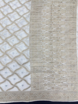 Semi Khaddi georgette saree with soft texture and light zari weaving – perfect for festive and ethnic occasions