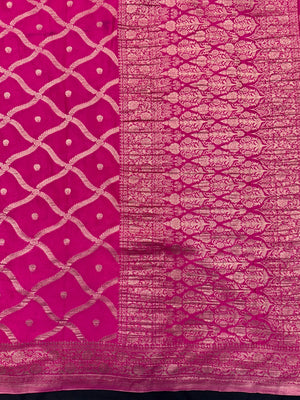 Semi Khaddi georgette saree with soft texture and light zari weaving – perfect for festive and ethnic occasions