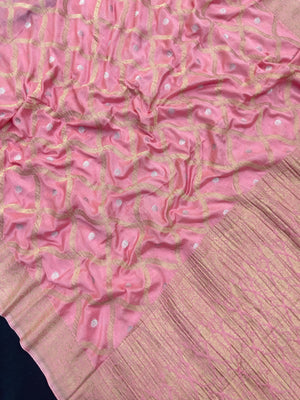 Semi Khaddi georgette saree with soft texture and light zari weaving – perfect for festive and ethnic occasions