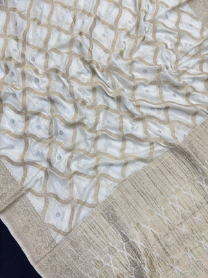 Semi Khaddi georgette saree with soft texture and light zari weaving – perfect for festive and ethnic occasions