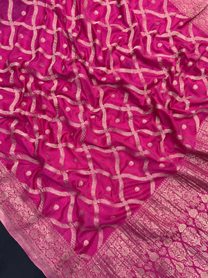 Semi Khaddi georgette saree with soft texture and light zari weaving – perfect for festive and ethnic occasions