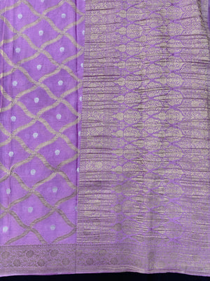 Semi Khaddi georgette saree with soft texture and light zari weaving – perfect for festive and ethnic occasions