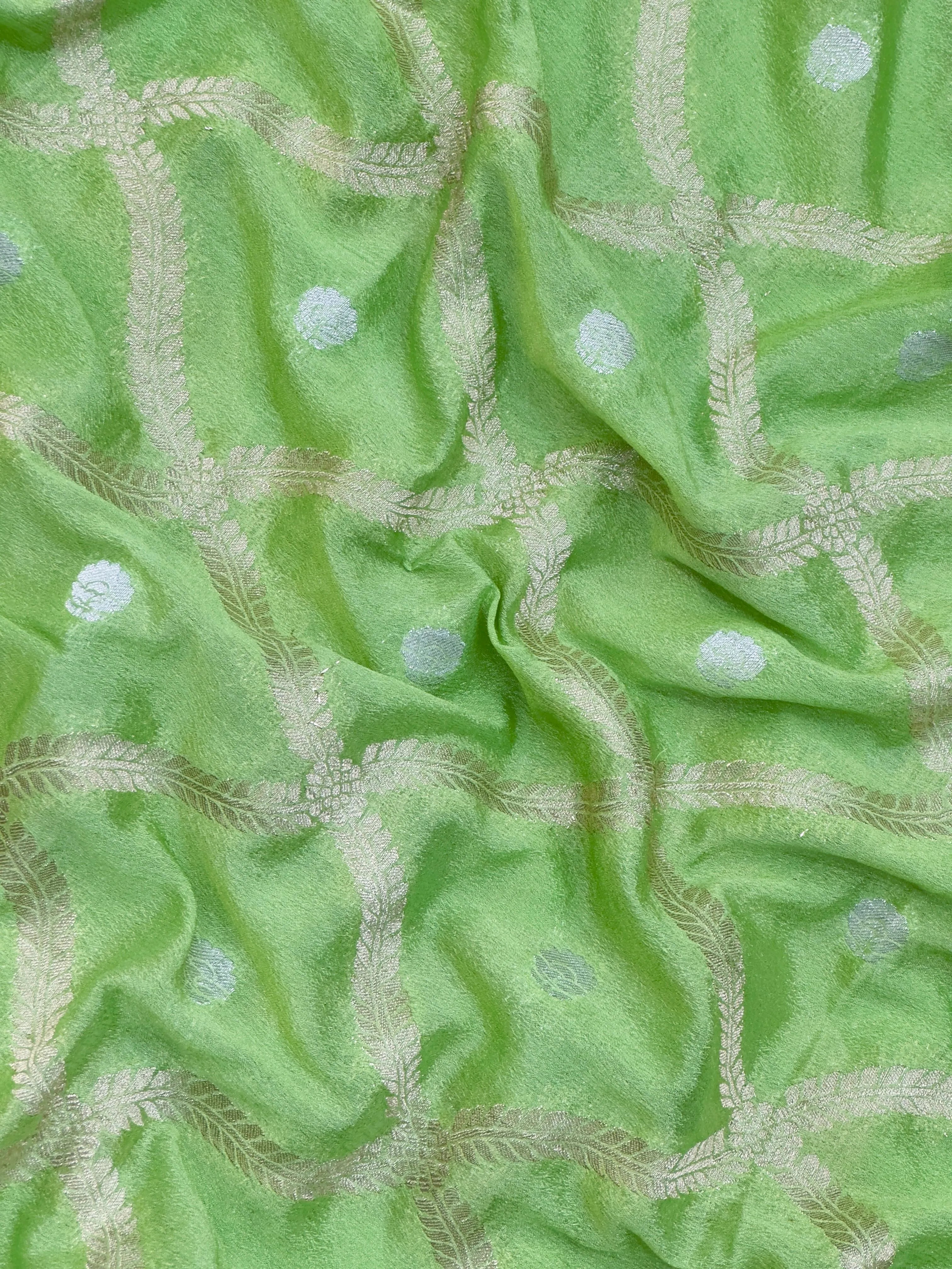 Semi Khaddi georgette saree with soft texture and light zari weaving – perfect for festive and ethnic occasions