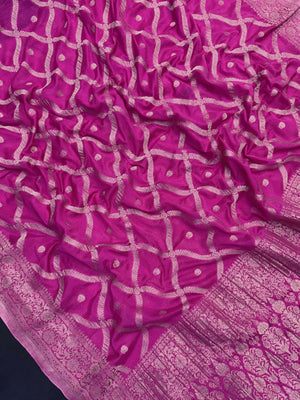 Semi Khaddi georgette saree with soft texture and light zari weaving – perfect for festive and ethnic occasions