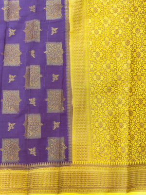 A beautifully draped Semi Banarasi Georgette Saree featuring intricate patterns and delicate weaving. The saree’s lightweight and breathable fabric ensures comfort, making it an ideal choice for daily wear. Perfectly blending traditional design with modern elegance, this saree is suitable for casual and formal occasions.
