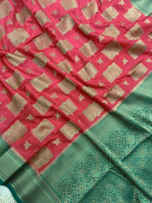 A beautifully draped Semi Banarasi Georgette Saree featuring intricate patterns and delicate weaving. The saree’s lightweight and breathable fabric ensures comfort, making it an ideal choice for daily wear. Perfectly blending traditional design with modern elegance, this saree is suitable for casual and formal occasions.