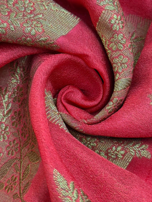 A beautifully draped Semi Banarasi Georgette Saree featuring intricate patterns and delicate weaving. The saree’s lightweight and breathable fabric ensures comfort, making it an ideal choice for daily wear. Perfectly blending traditional design with modern elegance, this saree is suitable for casual and formal occasions.