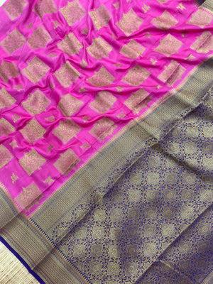 A beautifully draped Semi Banarasi Georgette Saree featuring intricate patterns and delicate weaving. The saree’s lightweight and breathable fabric ensures comfort, making it an ideal choice for daily wear. Perfectly blending traditional design with modern elegance, this saree is suitable for casual and formal occasions.