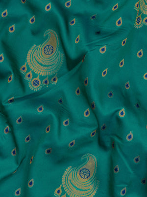 Semi Kanjivaram silk saree with rich zari border and traditional South Indian motifs – ideal for festive and wedding wear