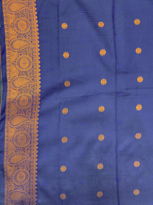 Semi Kanjivaram silk saree with rich zari border and traditional South Indian motifs – ideal for festive and wedding wear