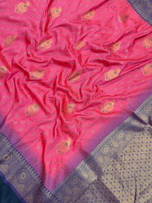 Semi Kanjivaram silk saree with rich zari border and traditional South Indian motifs – ideal for festive and wedding wear