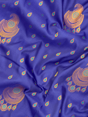 Semi Kanjivaram silk saree with rich zari border and traditional South Indian motifs – ideal for festive and wedding wear