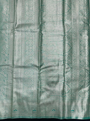 Semi Kanjivaram silk saree with zari border and traditional motifs – ideal for weddings and festive wear