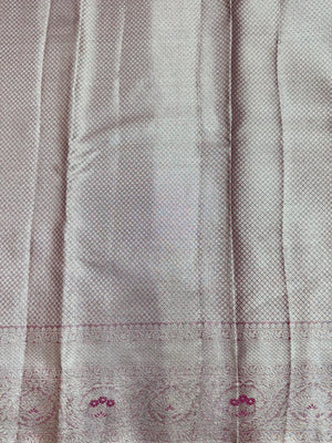 Semi Kanjivaram silk saree with zari border and traditional motifs – ideal for weddings and festive wear