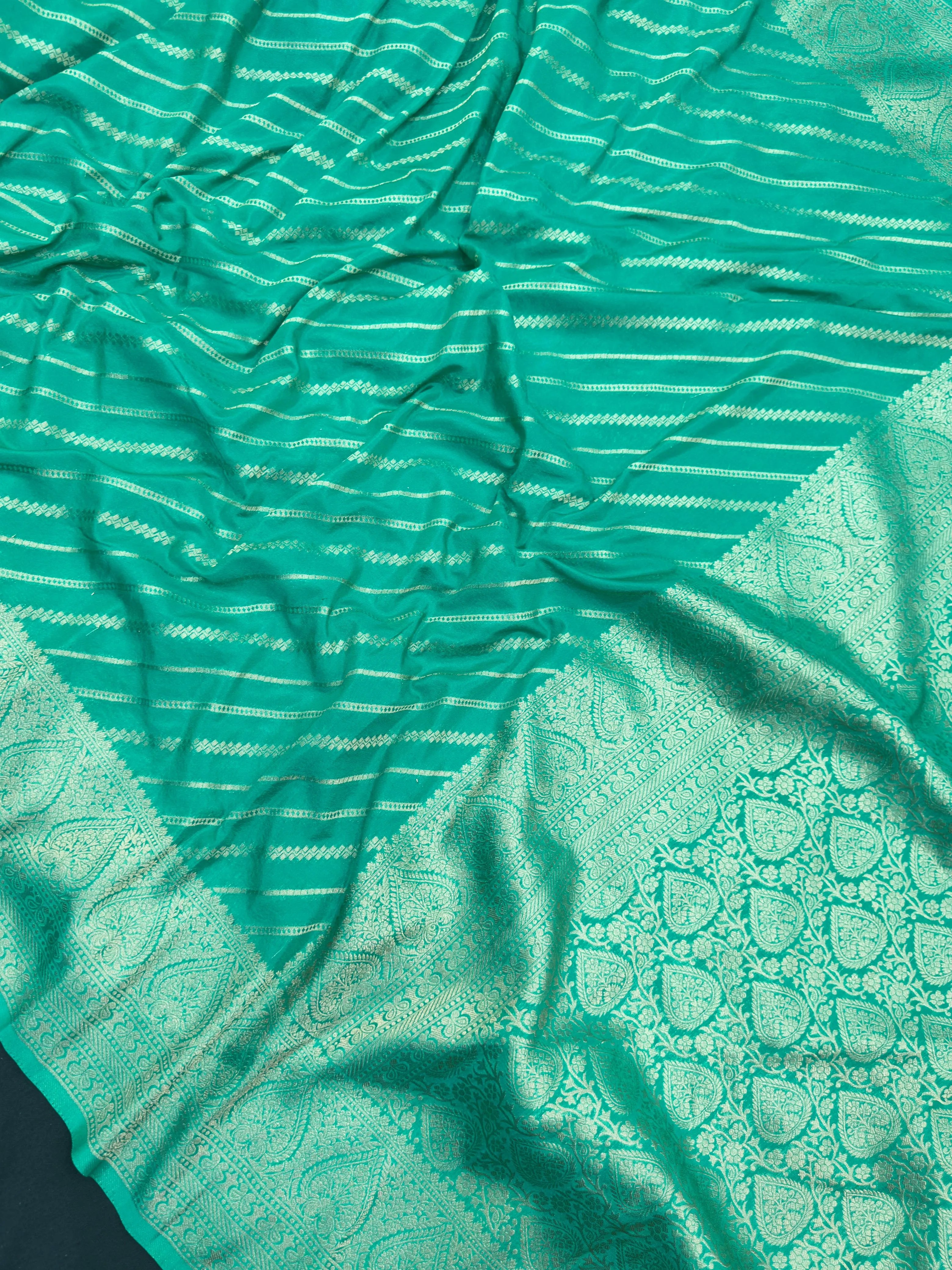 Semi Khaddi georgette silk saree with light drape and zari work – ideal for festive and traditional wear