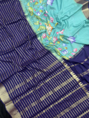 "Elegant Semi Mysore Crepe Silk Saree with Smooth Drape, Perfect for Daily Wear, Featuring a Lightweight and Comfortable Design for Work and Casual Occasions."