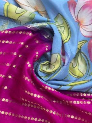 "Elegant Semi Mysore Crepe Silk Saree with Smooth Drape, Perfect for Daily Wear, Featuring a Lightweight and Comfortable Design for Work and Casual Occasions."