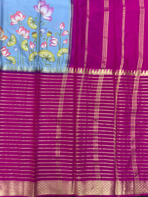 "Elegant Semi Mysore Crepe Silk Saree with Smooth Drape, Perfect for Daily Wear, Featuring a Lightweight and Comfortable Design for Work and Casual Occasions."