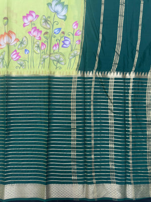 "Elegant Semi Mysore Crepe Silk Saree with Smooth Drape, Perfect for Daily Wear, Featuring a Lightweight and Comfortable Design for Work and Casual Occasions."