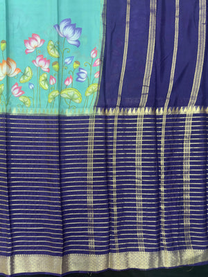 "Elegant Semi Mysore Crepe Silk Saree with Smooth Drape, Perfect for Daily Wear, Featuring a Lightweight and Comfortable Design for Work and Casual Occasions."