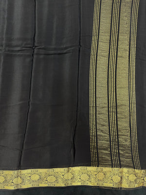 Semi Mysore silk saree with glossy texture and zari border – ideal for traditional and festive wear