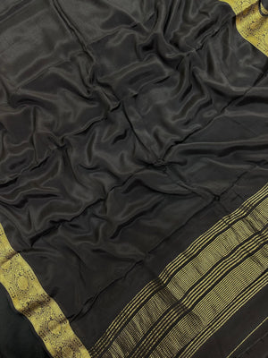 Semi Mysore silk saree with glossy texture and zari border – ideal for traditional and festive wear