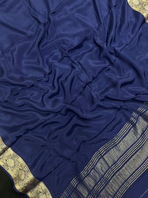 Semi Mysore silk saree with glossy texture and zari border – ideal for traditional and festive wear