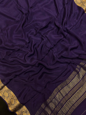 Semi Mysore silk saree with glossy texture and zari border – ideal for traditional and festive wear