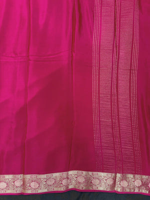 Semi Mysore silk saree with glossy texture and zari border – ideal for traditional and festive wear