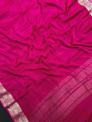 Semi Mysore silk saree with glossy texture and zari border – ideal for traditional and festive wear