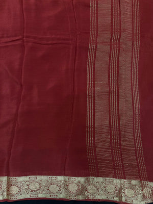 Semi Mysore silk saree with glossy texture and zari border – ideal for traditional and festive wear