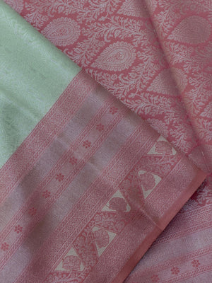 "Luxury Semi Silk Kanjivaram Saree with Intricate Weave and Zari Work, Perfect for Weddings, Festivals, and Parties, Showcasing Timeless Elegance."