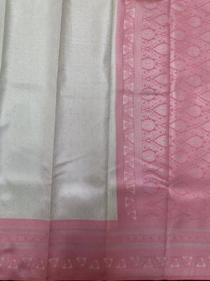 "Luxury Semi Silk Kanjivaram Saree with Intricate Weave and Zari Work, Perfect for Weddings, Festivals, and Parties, Showcasing Timeless Elegance."