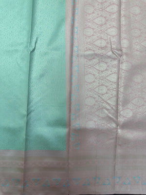 "Luxury Semi Silk Kanjivaram Saree with Intricate Weave and Zari Work, Perfect for Weddings, Festivals, and Parties, Showcasing Timeless Elegance."