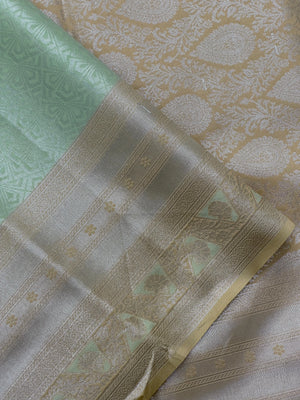 "Luxury Semi Silk Kanjivaram Saree with Intricate Weave and Zari Work, Perfect for Weddings, Festivals, and Parties, Showcasing Timeless Elegance."