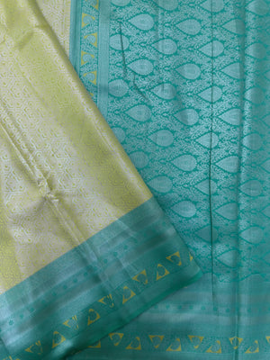 "Luxury Semi Silk Kanjivaram Saree with Intricate Weave and Zari Work, Perfect for Weddings, Festivals, and Parties, Showcasing Timeless Elegance."