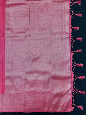 Woman draped in a Semi Silk Saree with soft shine and flowy texture – ideal for daily wear and small festive events.