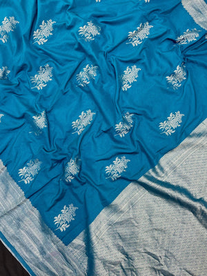 Woman draped in a Semi Silk Saree with soft shine and flowy texture – ideal for daily wear and small festive events.