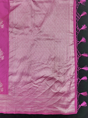 Woman draped in a Semi Silk Saree with soft shine and flowy texture – ideal for daily wear and small festive events.