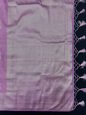 Woman draped in a Semi Silk Saree with soft shine and flowy texture – ideal for daily wear and small festive events.