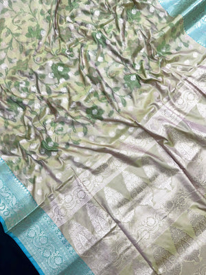 Woman wearing a Semi Silk Saree with lightweight fabric and soft sheen, ideal for weddings, festive occasions, and office wear.