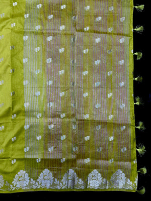 Woman wearing a Semi Silk Saree with lightweight drape and subtle shine, perfect for office, family gatherings, and festive occasions.