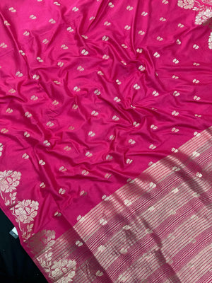 Woman wearing a Semi Silk Saree with lightweight drape and subtle shine, perfect for office, family gatherings, and festive occasions.