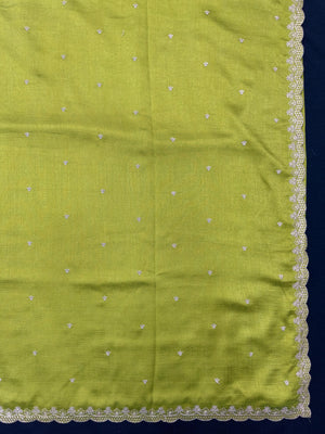 Woman in minimal semi silk saree – simple and graceful look for daily wear