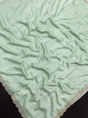 Woman in minimal semi silk saree – simple and graceful look for daily wear