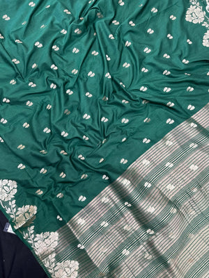Woman wearing a Semi Silk Saree with lightweight drape and subtle shine, perfect for office, family gatherings, and festive occasions.