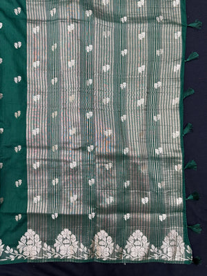 Woman wearing a Semi Silk Saree with lightweight drape and subtle shine, perfect for office, family gatherings, and festive occasions.